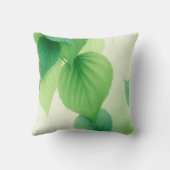 Minimalist Green Leaves Art – Botanical Print クッション (裏面)
