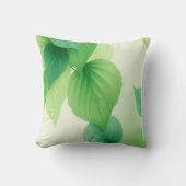 Minimalist Green Leaves Art – Botanical Print クッション (正面)