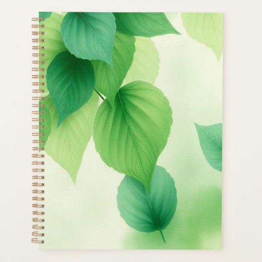 Minimalist Green Leaves Art – Botanical Print プランナー手帳 (正面)