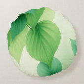 Minimalist Green Leaves Art – Botanical Print ラウンドクッション (裏面)