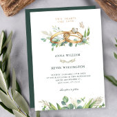 Minimalist green leaves wedding ring  招待状