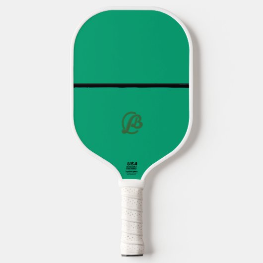 Minimalist Green Pickleball Paddle with Monogram  ピックルボールラケット (正面)
