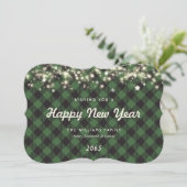Minimalist Green Plaid New Year Card シーズンカード (スタンド正面)