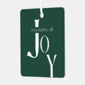 Minimalist Green Script Family Two Photo Christmas メタルオーナメント (正面左)