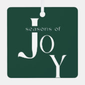 Minimalist Green Script Family Two Photo Christmas メタルオーナメント (正面)