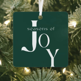 Minimalist Green Script Family Two Photo Christmas メタルオーナメント