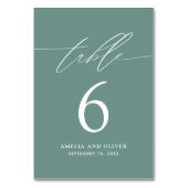Minimalist Green Script Table Number Card テーブルナンバー (正面)