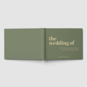 Minimalist Green Tone Gold Sage Swash Wedding ゲストブック (全面)