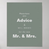 Minimalist Green Wedding Advice and Well Wishes  ポスター (正面)