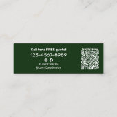 Minimalist Green & White Logo CTA QR-code スキニー名刺 (裏面)