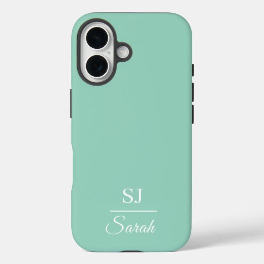 Minimalist Green with Name and Initial  Case-Mate iPhoneケース (裏面)