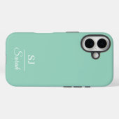 Minimalist Green with Name and Initial  Case-Mate iPhoneケース (裏面 (横))