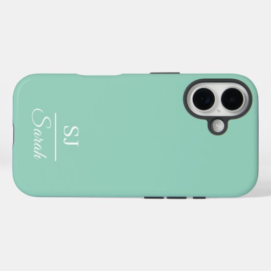 Minimalist Green with Name and Initial  Case-Mate iPhoneケース (裏面 (横))
