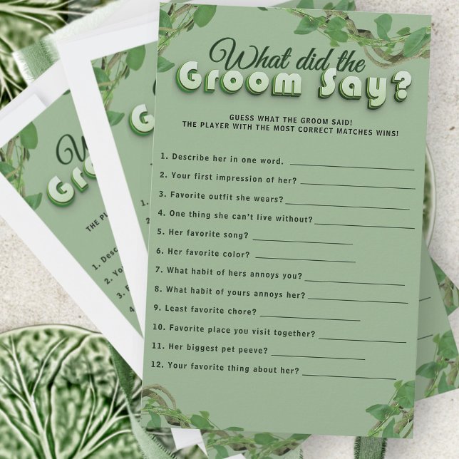 Minimalist Greenery Bridal Shower Groom Quiz Game (クリエイターアップロード済み)
