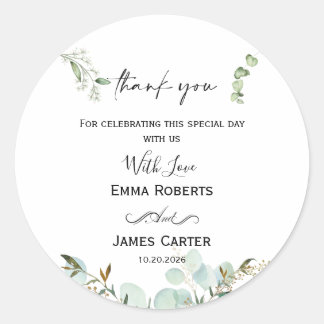 Minimalist Greenery Thank You Round Sticker ラウンドシール