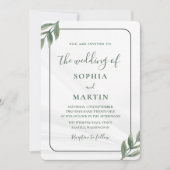 Minimalist Greenery Watercolor Eucalyptus Elegant  招待状 (正面)