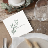 Minimalist Greenery Wedding Cocktail Napkins スタンダードカクテルナプキン