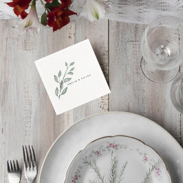 Minimalist Greenery Wedding Cocktail Napkins スタンダードカクテルナプキン