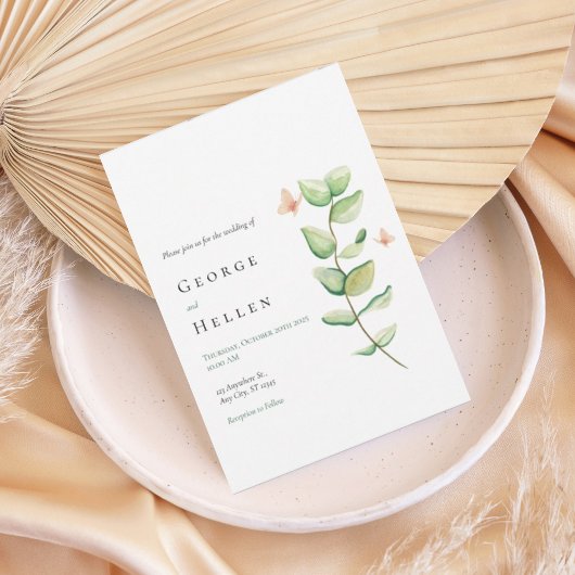 Minimalist Greenery Wedding Invitation 招待状