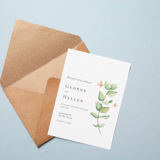 Minimalist Greenery Wedding Invitation 招待状
