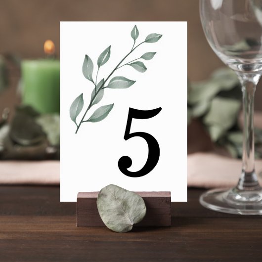 Minimalist Greenery Wedding Table Number Card テーブルナンバー