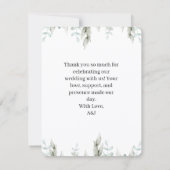 Minimalist Greenery Wedding Thank You Card (裏面)