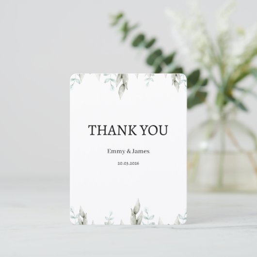 Minimalist Greenery Wedding Thank You Card (スタンド正面)