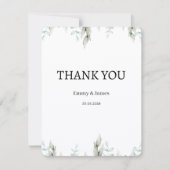 Minimalist Greenery Wedding Thank You Card (正面)