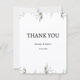 Minimalist Greenery Wedding Thank You Card