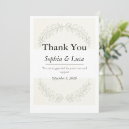 Minimalist Greenery Wedding Thank You Card  サンキューカード