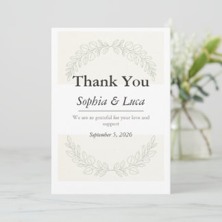 Minimalist Greenery Wedding Thank You Card  サンキューカード
