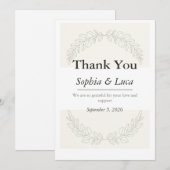 Minimalist Greenery Wedding Thank You Card  サンキューカード (正面/裏面)