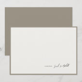 Minimalist Greige Border Personalized Script ノートカード (正面/裏面)