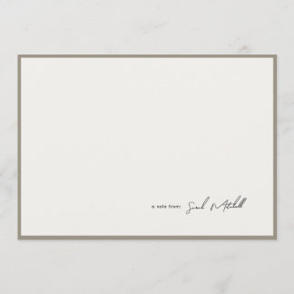 Minimalist Greige Border Personalized Script ノートカード
