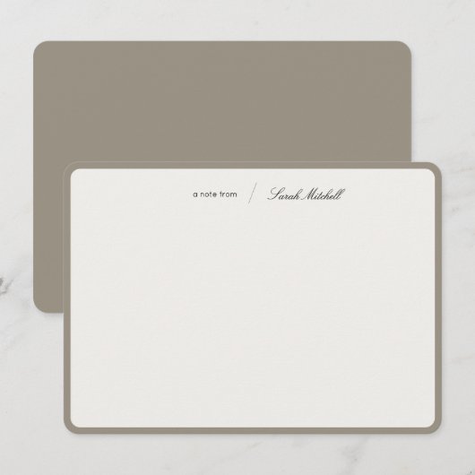 Minimalist Greige Personalized Script Rounded ノートカード (正面/裏面)