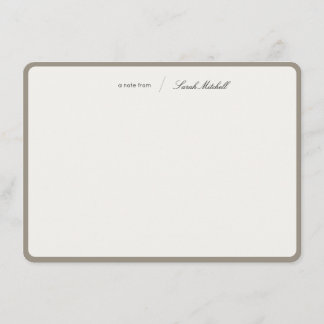 Minimalist Greige Personalized Script Rounded ノートカード