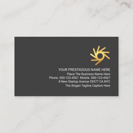 Minimalist Grey Black Gold Line CEO 名刺 (裏面)