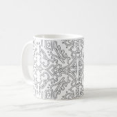 Minimalist Grey Floral Pattern コーヒーマグカップ (正面左)