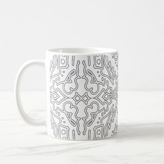 Minimalist Grey Floral Pattern コーヒーマグカップ (左)