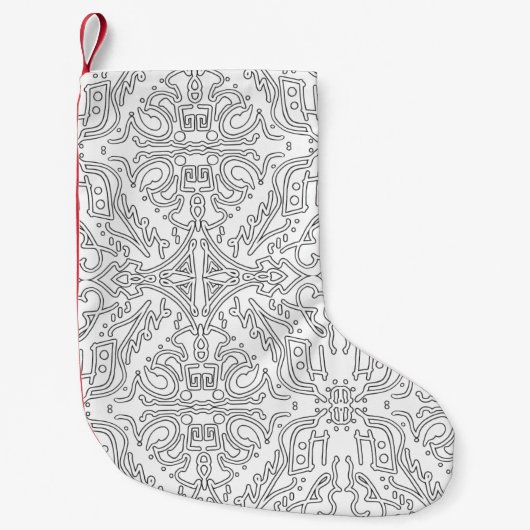 Minimalist Grey Floral Pattern スモールクリスマスストッキング (正面)