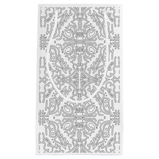 Minimalist Grey Floral Pattern スモールペーパーバッグ (正面)