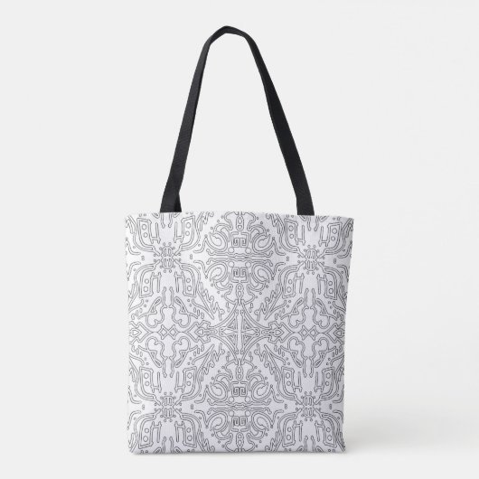 Minimalist Grey Floral Pattern トートバッグ (裏面)