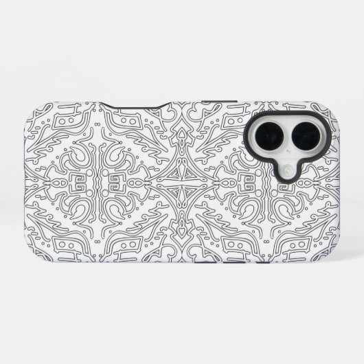 Minimalist Grey Floral Pattern iPhone 16ケース (裏面横)