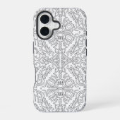 Minimalist Grey Floral Pattern iPhone 16ケース (裏面)