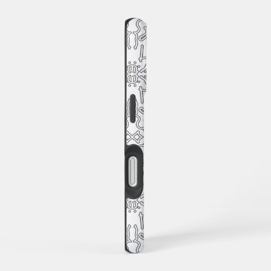 Minimalist Grey Floral Pattern iPhone 16ケース (右側面)