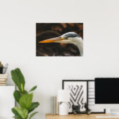 Minimalist Grey Heron Profile Fine Art Print ポスター (ホームオフィス)