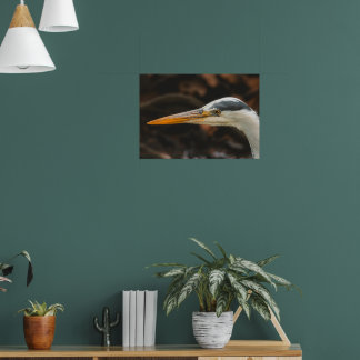 Minimalist Grey Heron Profile Fine Art Print ポスター