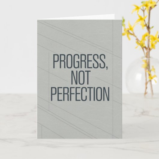 Minimalist Grey "Progress Not Perfection" card カード (黄色い花)