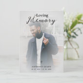 Minimalist Grey Transparency Overlay Photo Funeral 招待状 (スタンド正面)