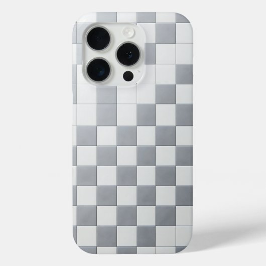 Minimalist Grey &White Checkered Phone Case Modern Case-Mate iPhoneケース (裏面)